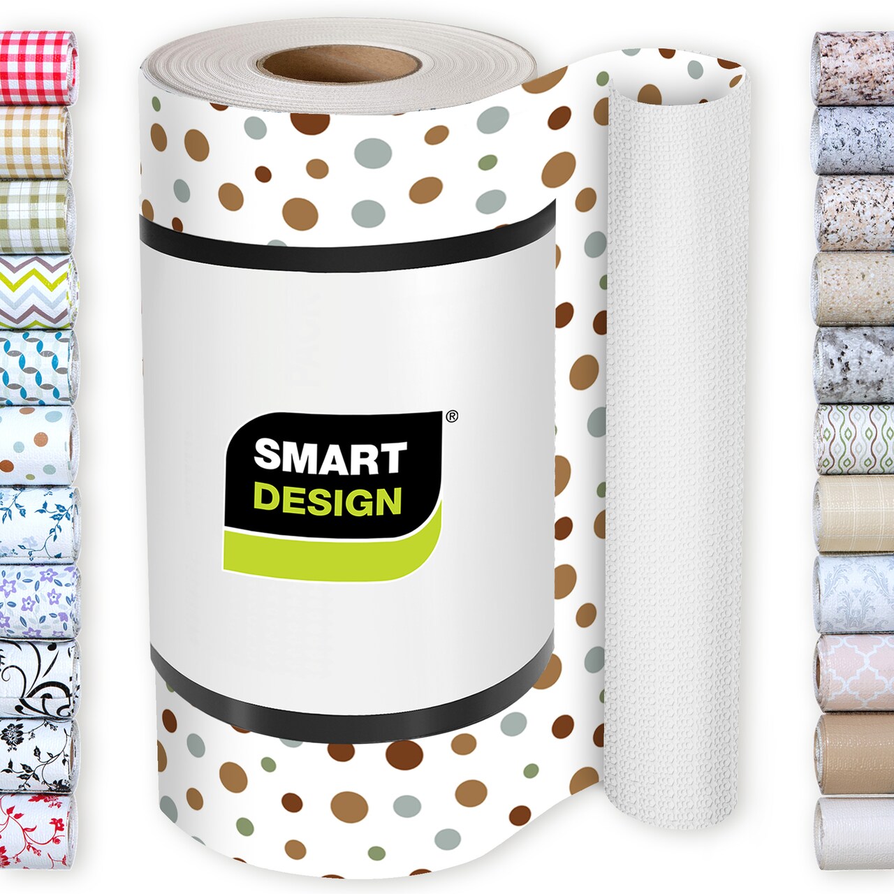 Smart Design Bonded Grip Shelf Liner - 12 Inch x 10 Feet - Dizzy Dots